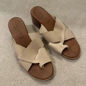 Mila Paoli Leather Suede Block Heel Sandals